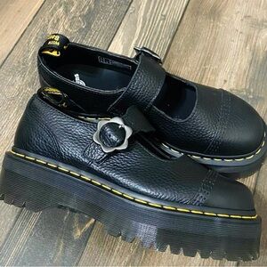 Dr. Martens Black Dress Shoes with Yellow Stitching